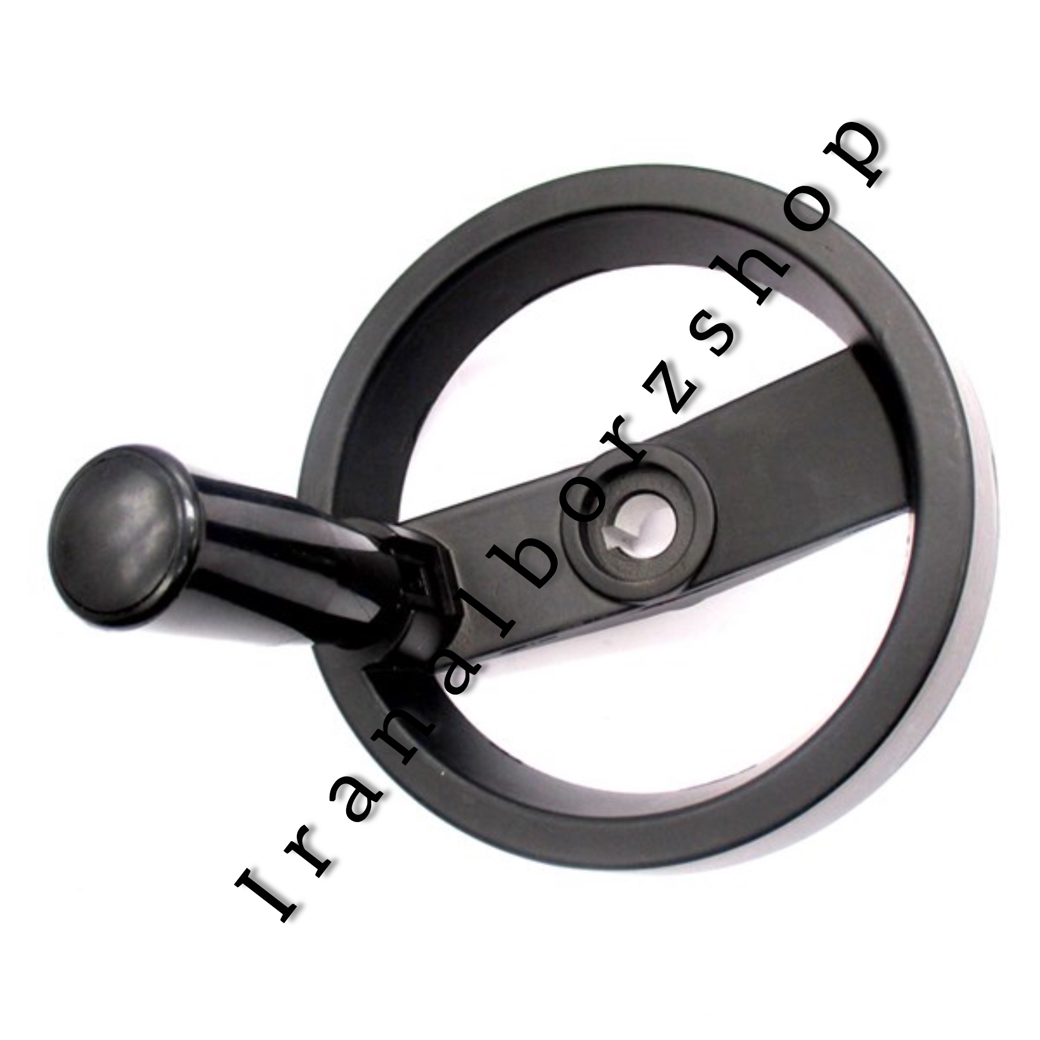 دسته فلکه گرد آلومینیوم دسته تاشو قطر 125 شفت 12 میلی‌متر کد 00202359