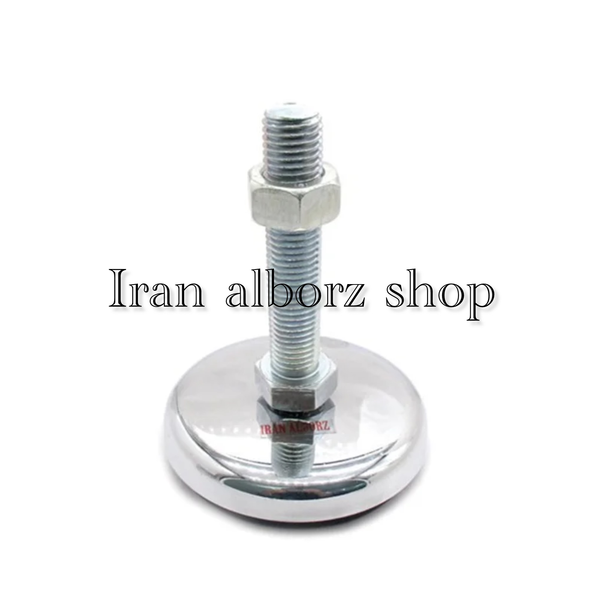 پایه ضربه گیر نیکل کروم کف پلاستیکی m24 قطر 134 طول پیچ 120 میلی‌متر کد 00202177