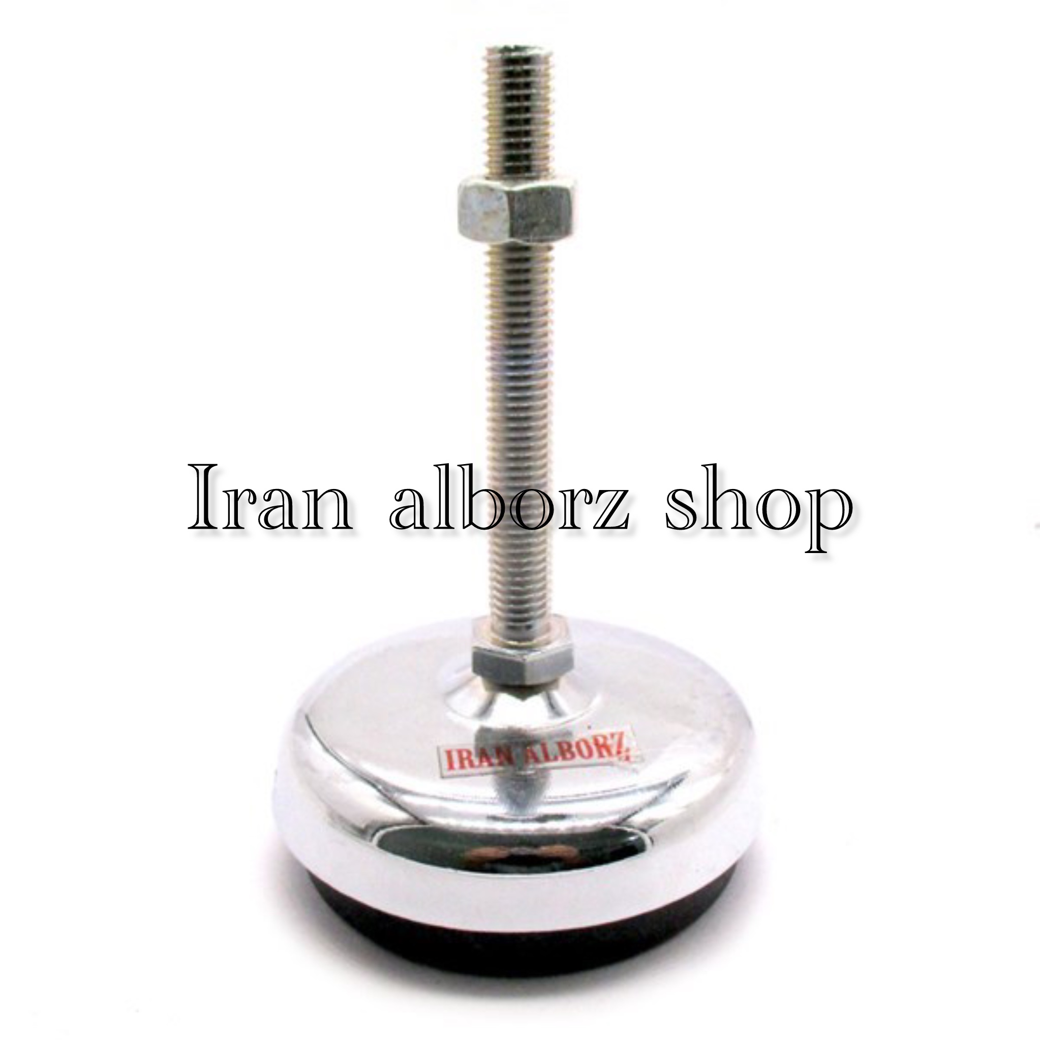 پایه ضربه گیر نیکل کروم کف پلاستیکی m14 قطر 60 طول پیچ 80 میلی‌متر کد 00202175