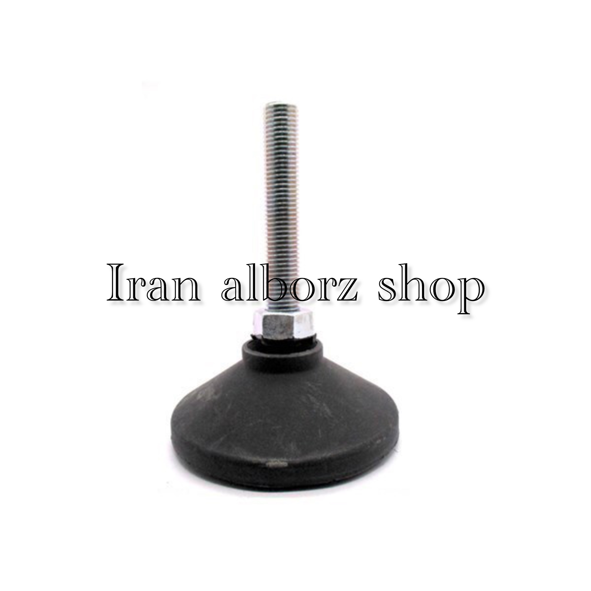 پایه گرد آهنی کف پلاستیکی مفصلی m16 قطر 100 طول پیچ 100 میلی‌متر کد 00202068