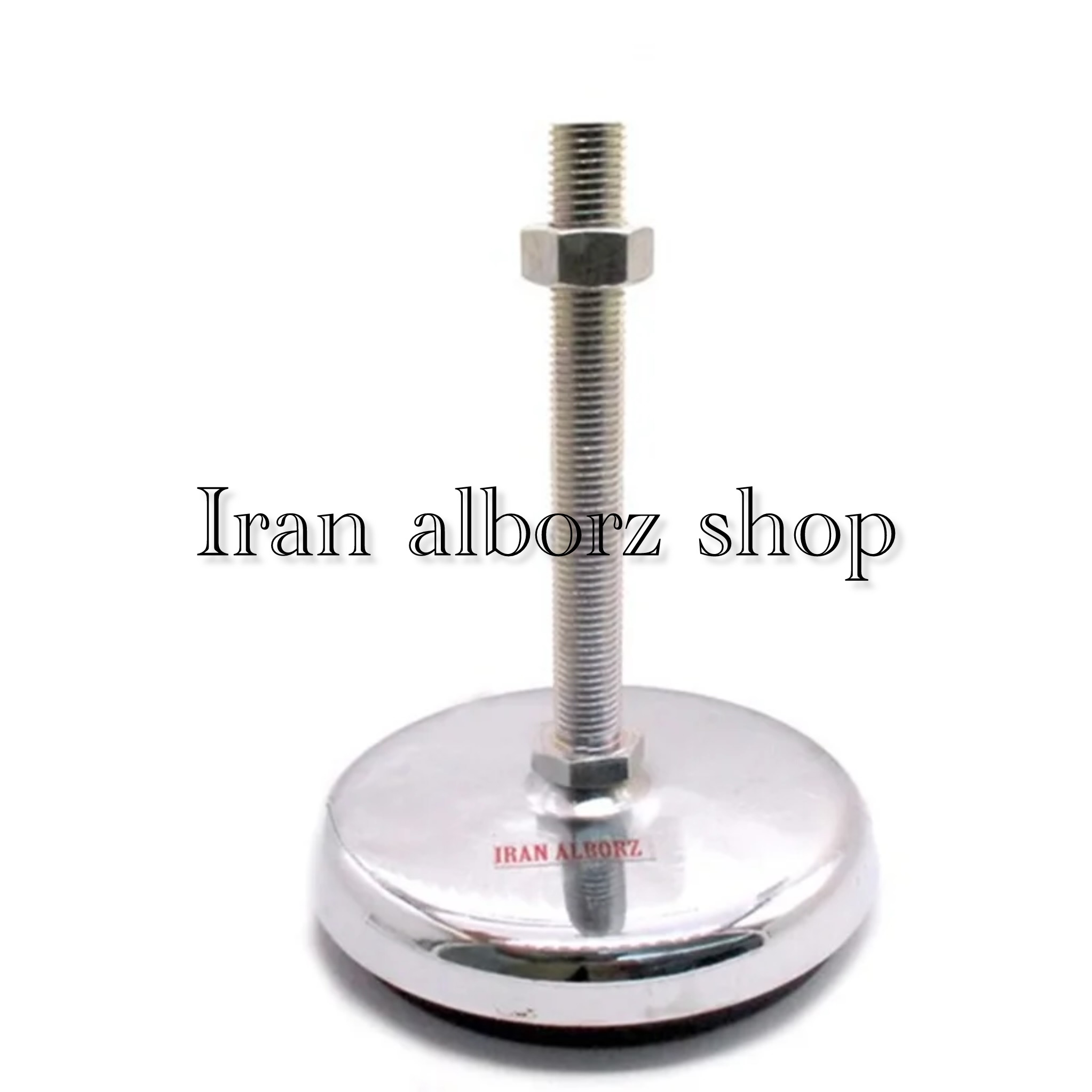 پایه ضربه گیر نیکل کروم کف پلاستیکی m20 قطر 134 طول پیچ 120میلی‌متر کد 00202176