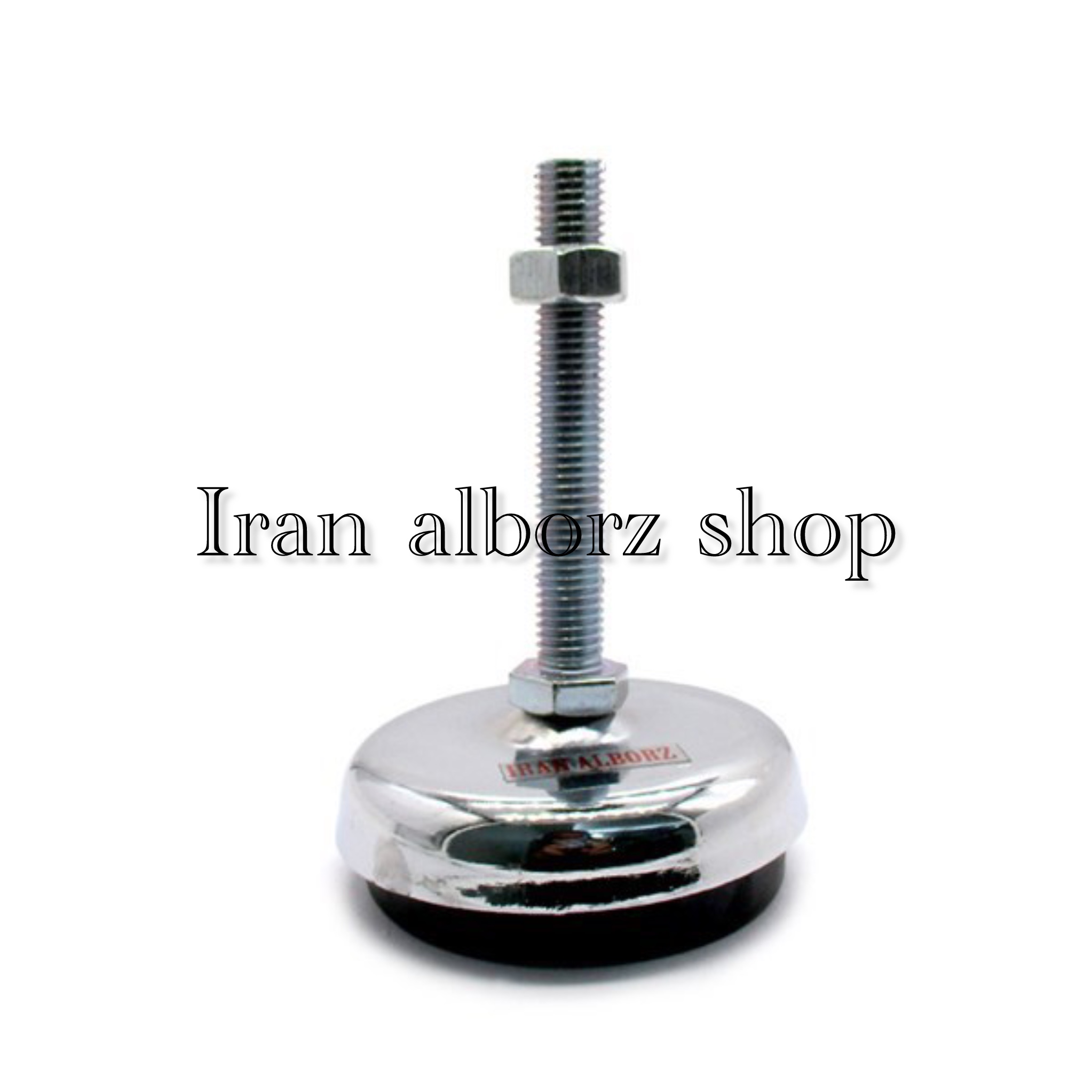 پایه ضربه گیر نیکل کروم کف پلاستیکی m16 قطر 94 طول پیچ 100 میلی‌متر کد 00202179