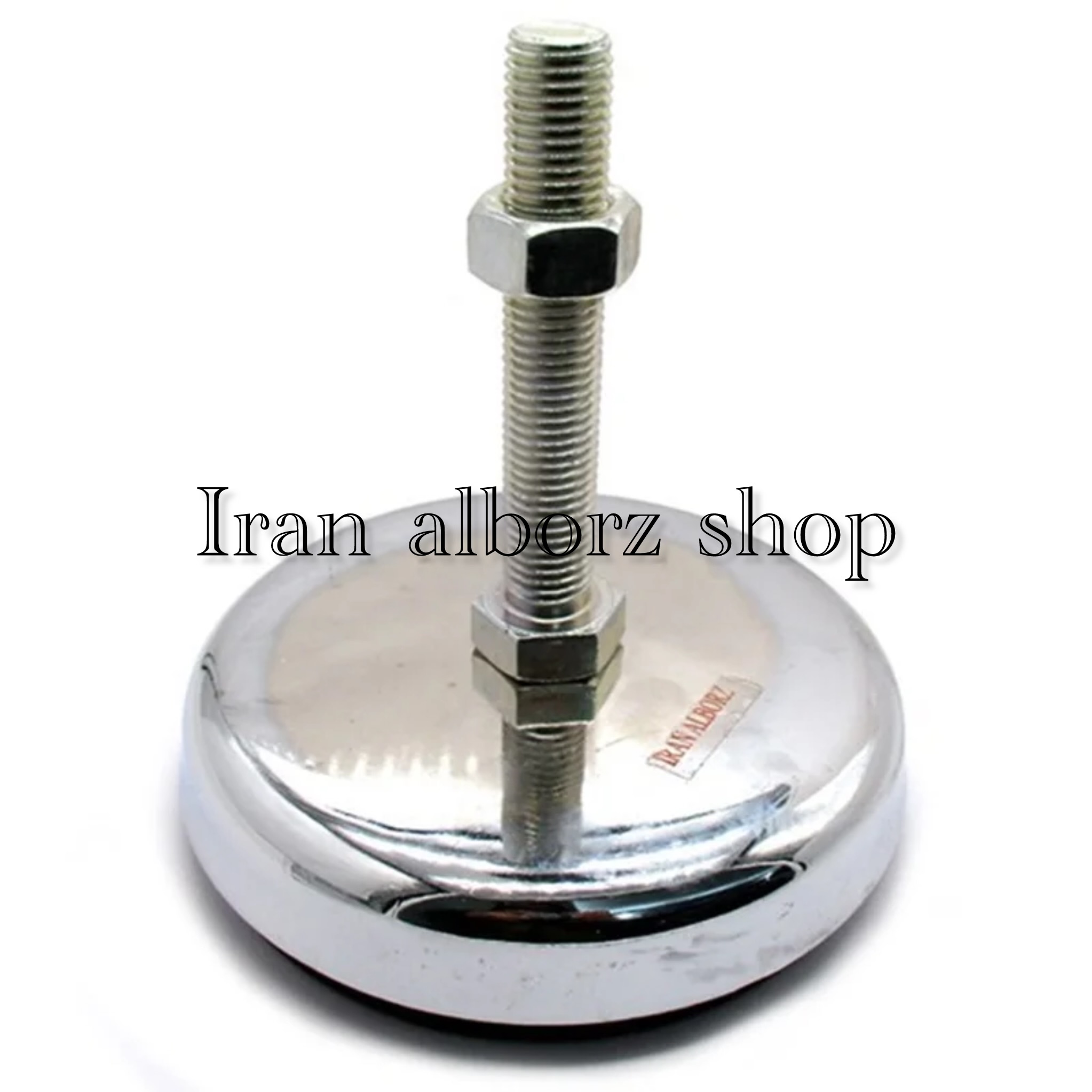 پایه ضربه گیر نیکل کروم کف پلاستیکی m20 قطر 165 طول پیچ 120 میلی‌متر کد 00202189