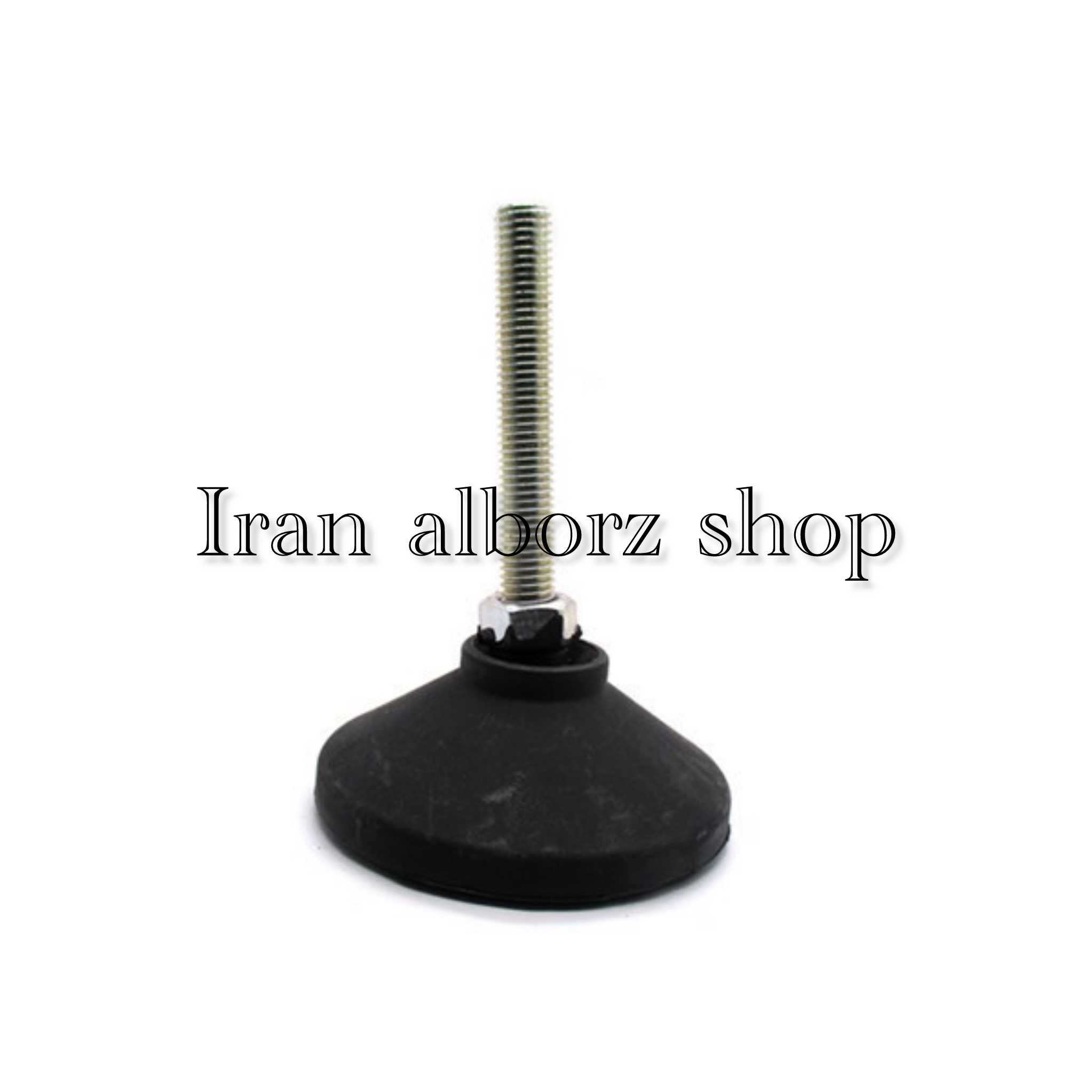 پایه گرد آهنی مفصلی کف پلاستیکی m14 قطر 100 طول پیچ 80 میلی‌متر کد 00202043