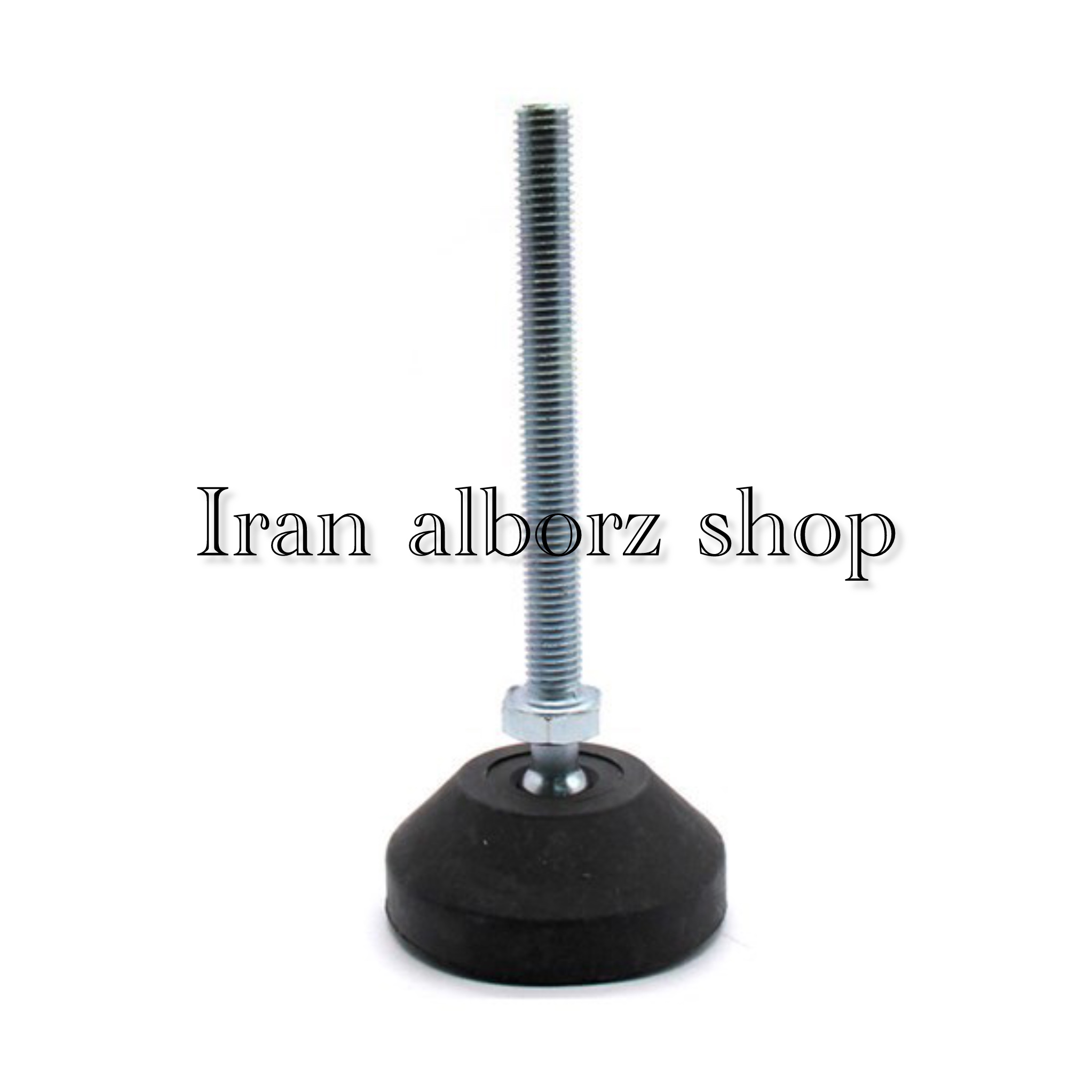 پایه گرد آهنی مفصلی کف پلاستیکی m10 قطر 60 طول پیچ 80 میلی‌متر کد 00202008