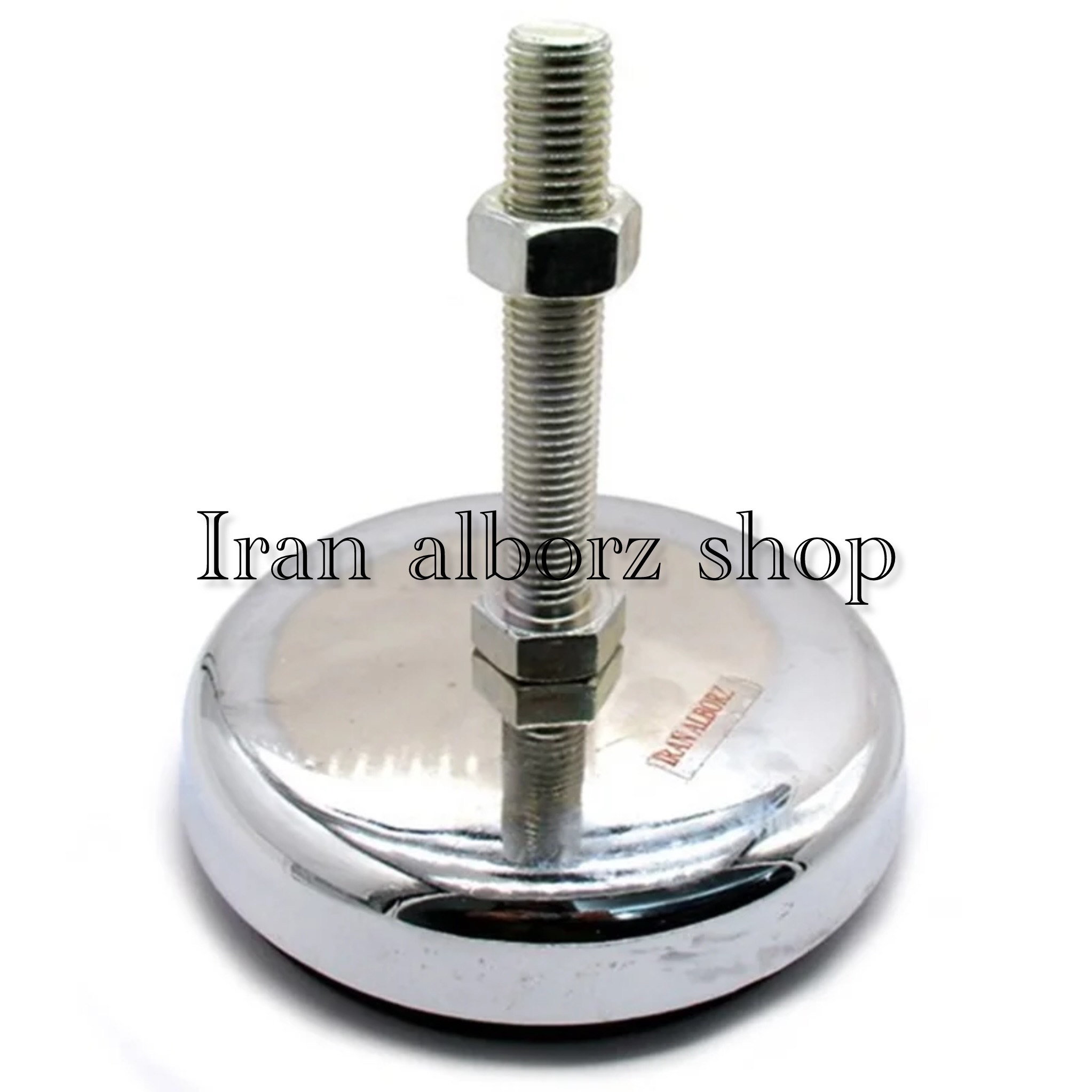 پایه ضربه گیر نیکل کروم کف پلاستیکی m24 قطر 165 طول پیچ 120 میلی‌متر کد 00202193